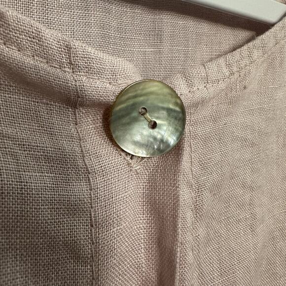 Saga Made In Italy Linen Button Front Tunic Women’s One Size Pink Lagenlook - Picture 2 of 9